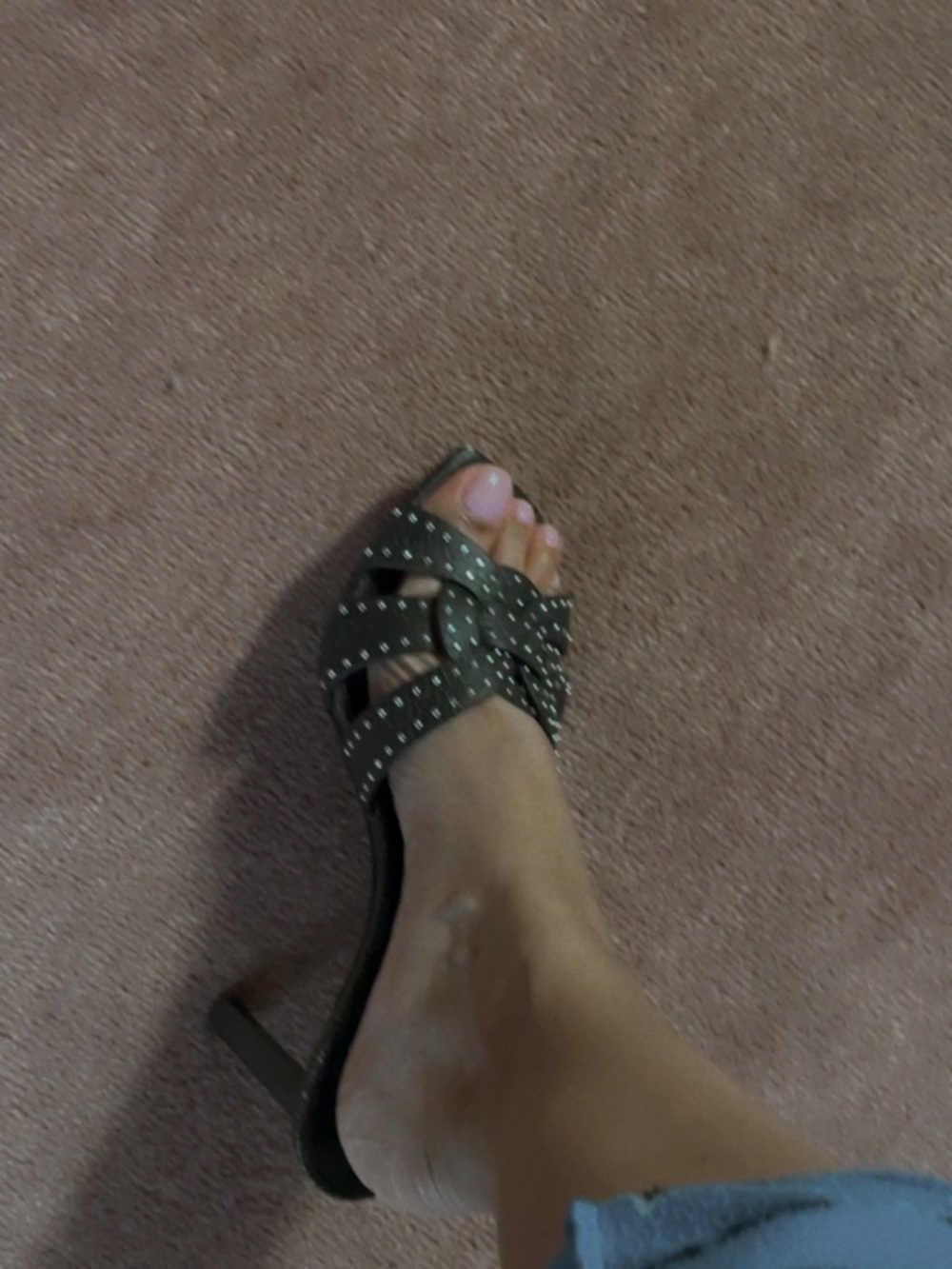 Yves Saint Laurent Black Studded Slide Sandals - Picture 5 of 5